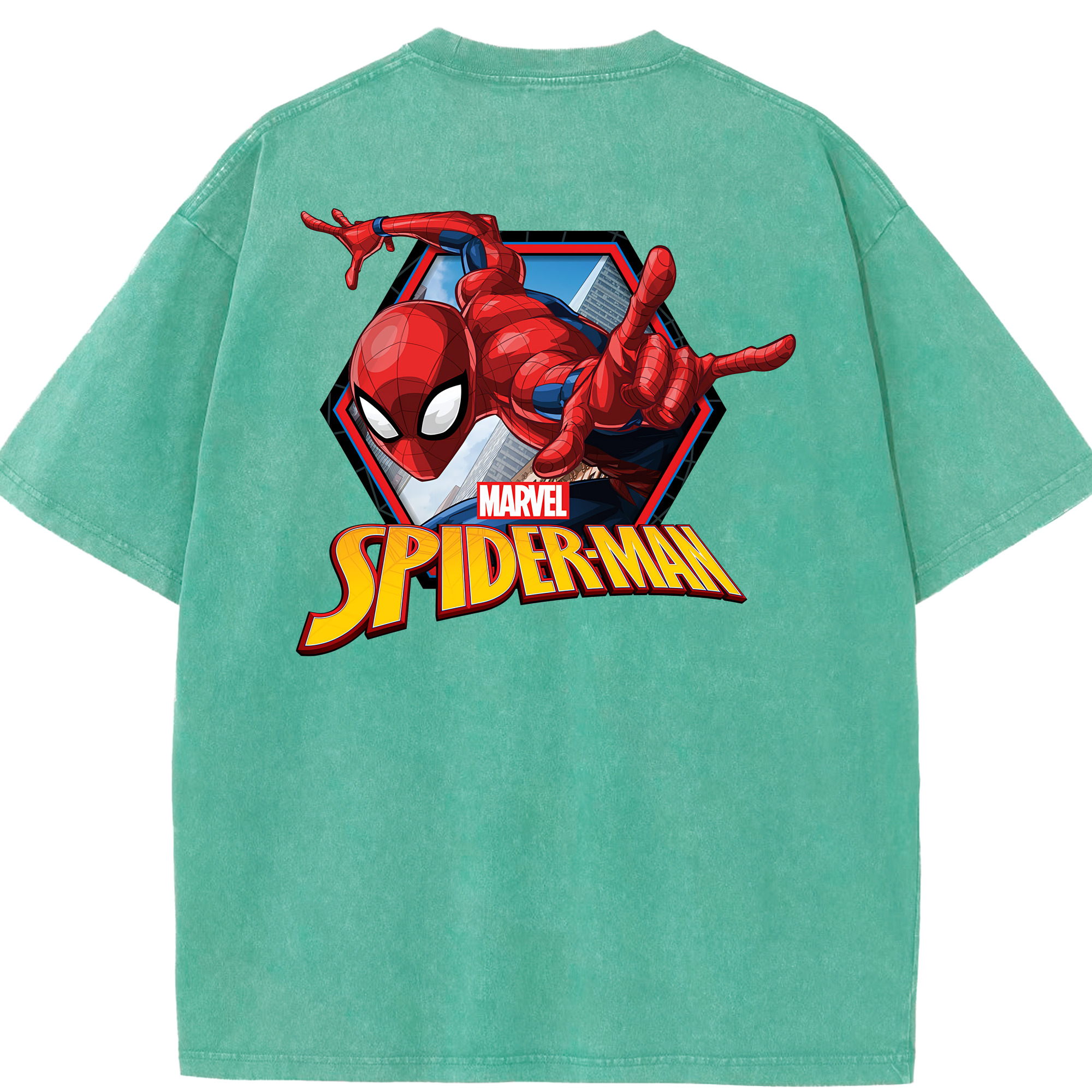 （画像用） Spider Man スパイダーマン 綿100% ヴィンテージ風 半袖Tシャツ（背面プリント）